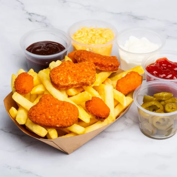 French fries with nuggets + Jalapenos
